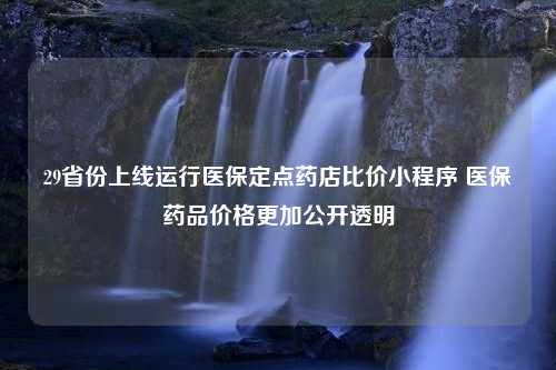 29省份上线运行医保定点药店比价小程序 医保药品价格更加公开透明