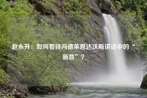 赵永升：如何看待冯德莱恩达沃斯讲话中的“新意”？